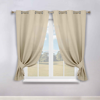 Classic Modern Solid Room Darkening Blackout Curtain Panels. Set of 2