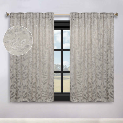 Leaves Room Darkening Back Tabs Blackout Curtain Panels. Set of 2
