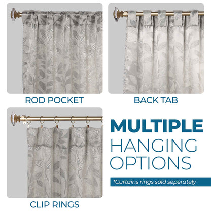 Leaves Room Darkening Back Tabs Blackout Curtain Panels. Set of 2