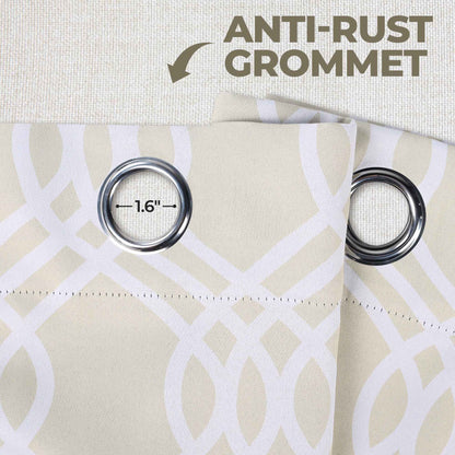 Ribbon Trellis Washable Room Darkening Blackout Curtains. Set of 2