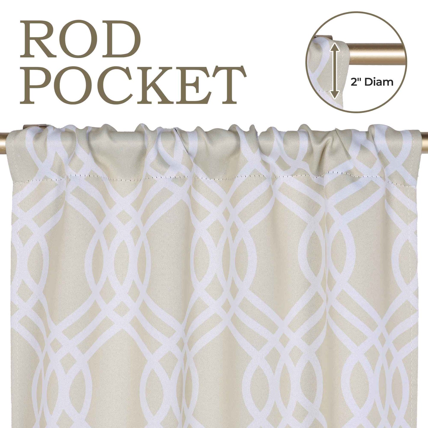 Ribbon Trellis Washable Room Darkening Blackout Curtains. Set of 2