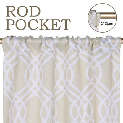 Ribbon Trellis Washable Room Darkening Blackout Curtains. Set of 2