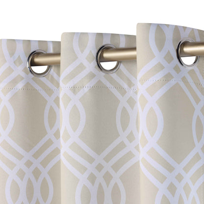 Ribbon Trellis Washable Room Darkening Blackout Curtains. Set of 2