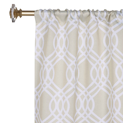 Ribbon Trellis Washable Room Darkening Blackout Curtains. Set of 2
