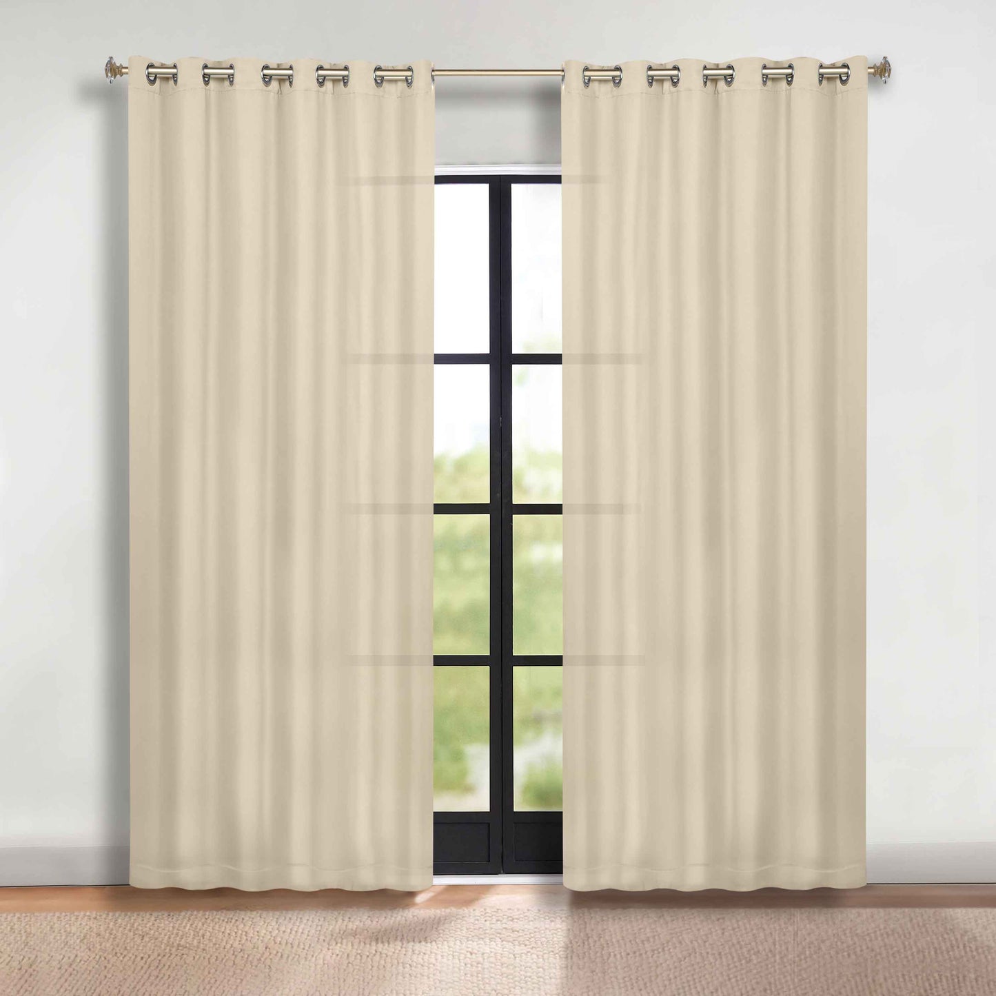 Classic Modern Solid Room Darkening Blackout Curtain Panels. Set of 2