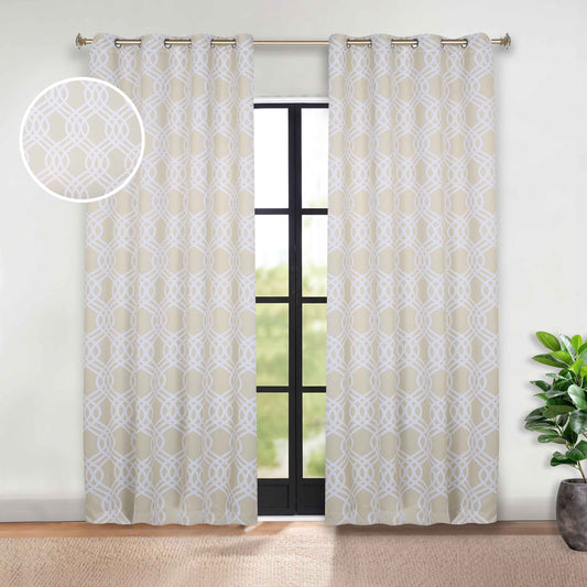 Ribbon Trellis Washable Room Darkening Blackout Curtains. Set of 2