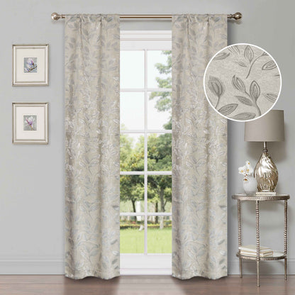 Leaves Room Darkening Washable Blackout Curtain Panels. Set of 2