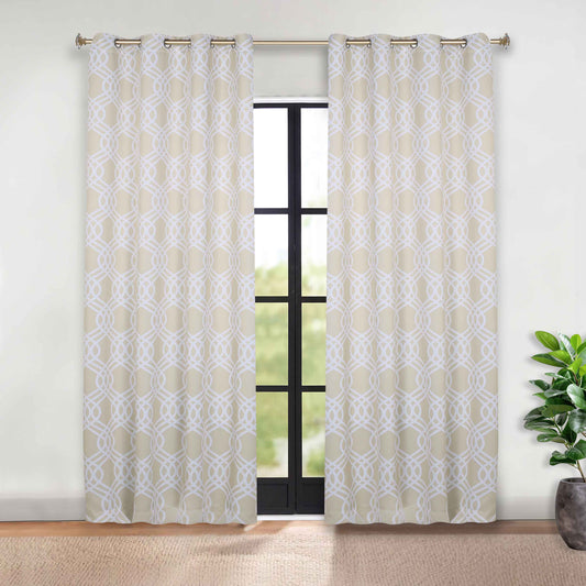 Ribbon Trellis Washable Room Darkening Blackout Curtains. Set of 2