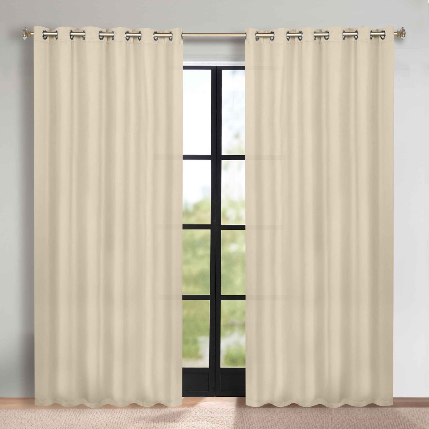 Classic Modern Solid Room Darkening Blackout Curtain Panels. Set of 2