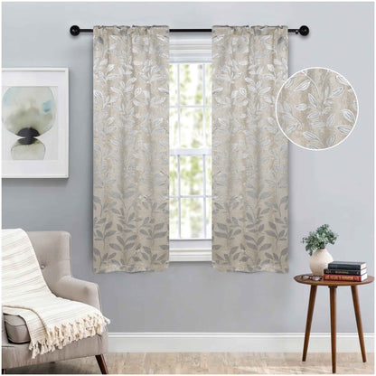 Leaves Room Darkening Washable Blackout Curtain Panels. Set of 2