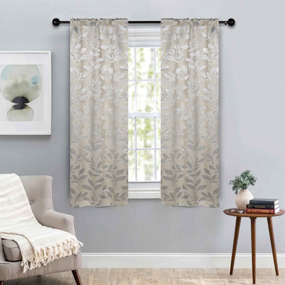 Leaves Room Darkening Washable Blackout Curtain Panels. Set of 2