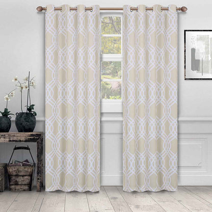 Ribbon Trellis Washable Room Darkening Blackout Curtains. Set of 2