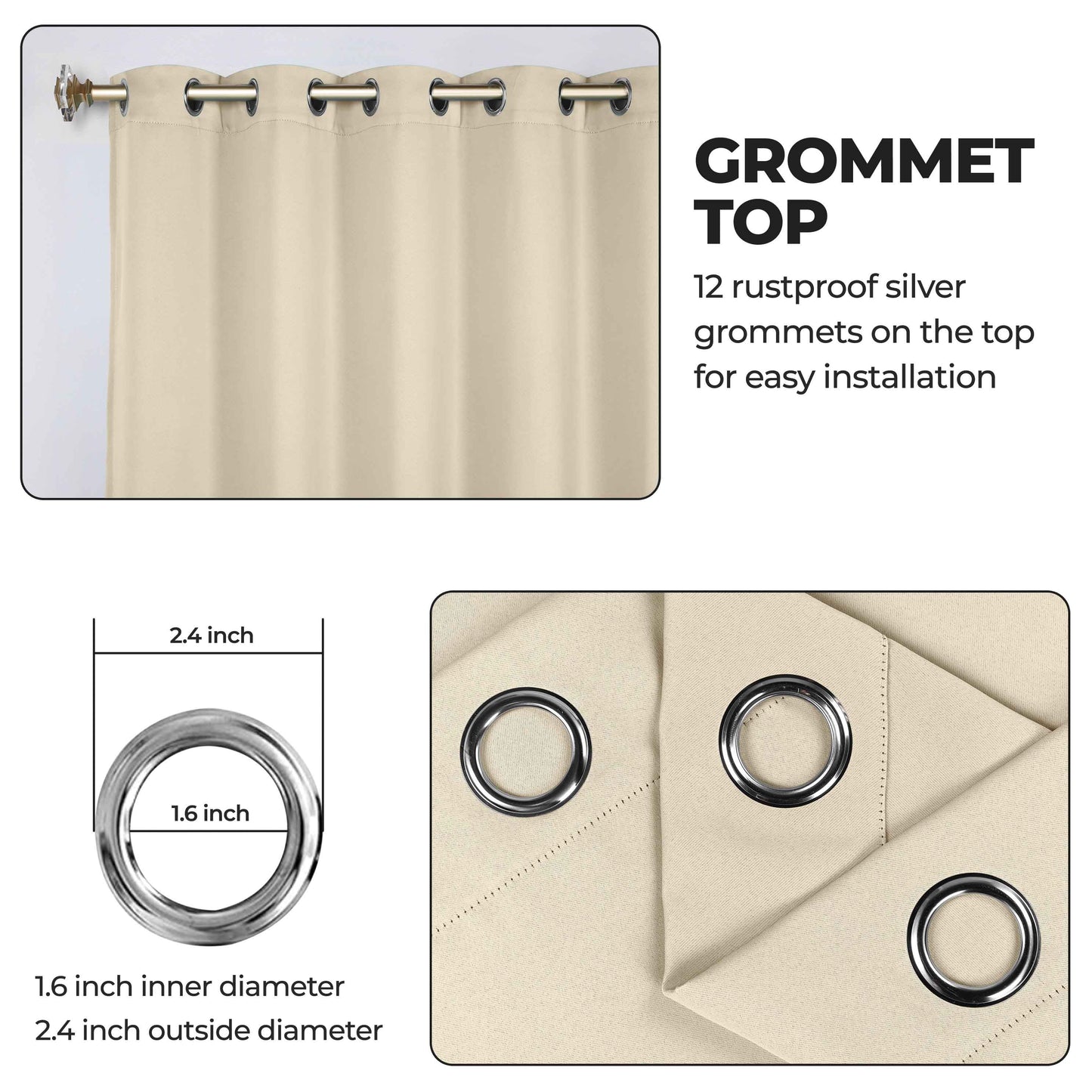 Classic Modern Solid Room Darkening Blackout Curtain Panels. Set of 2