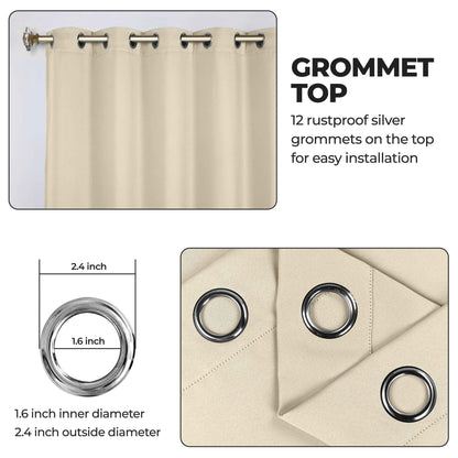 Classic Modern Solid Room Darkening Blackout Curtain Panels. Set of 2