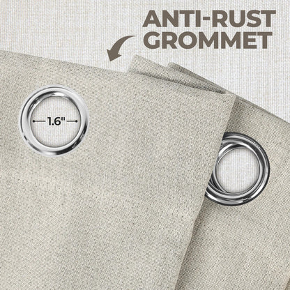 Linen Washable Room Darkening Blackout Curtains. Set of 2