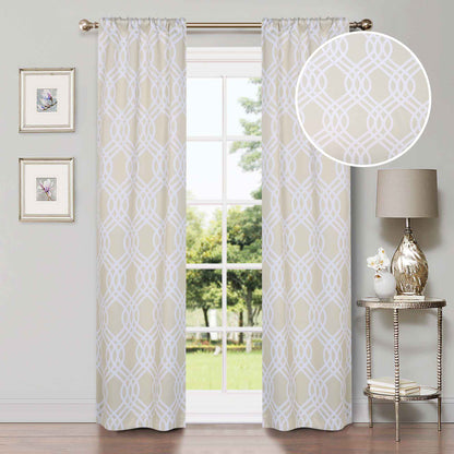 Ribbon Trellis Washable Room Darkening Blackout Curtains. Set of 2
