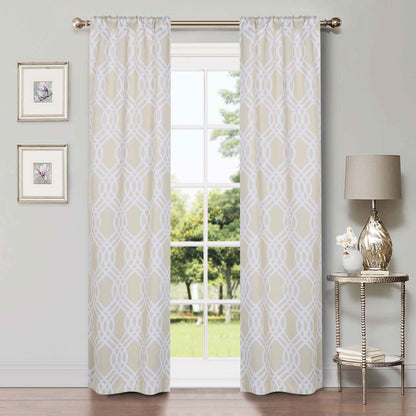 Ribbon Trellis Washable Room Darkening Blackout Curtains. Set of 2