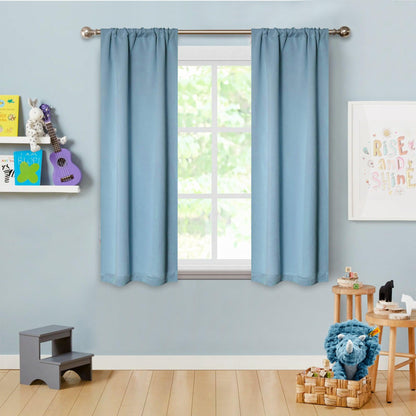 Solid Machine Washable Room Darkening Blackout Curtains. Set of 2