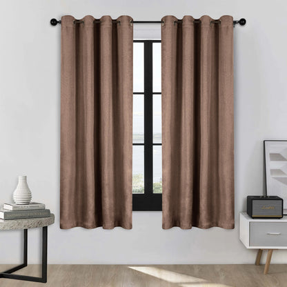 Linen Pattern Washable Room Darkening Blackout Curtains. Set of 2