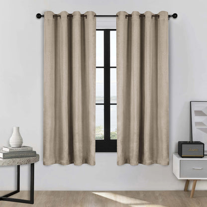 Linen Washable Room Darkening Blackout Curtains. Set of 2