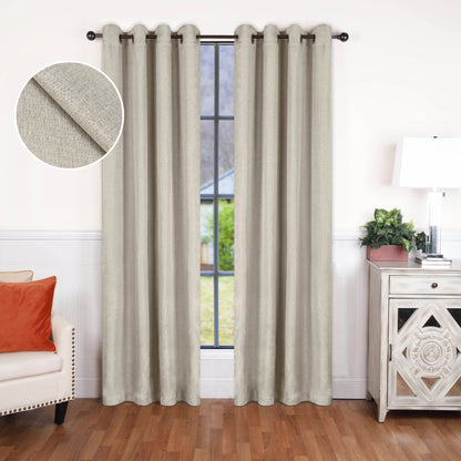 Linen Washable Room Darkening Blackout Curtains. Set of 2