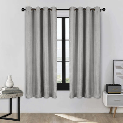 Linen Washable Room Darkening Blackout Curtains. Set of 2