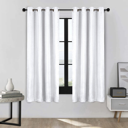 Linen Washable Room Darkening Blackout Curtains. Set of 2