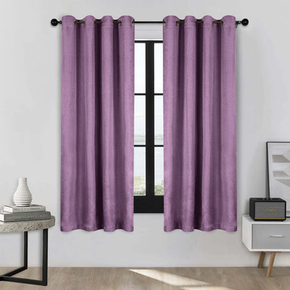 Linen Pattern Washable Room Darkening Blackout Curtains. Set of 2