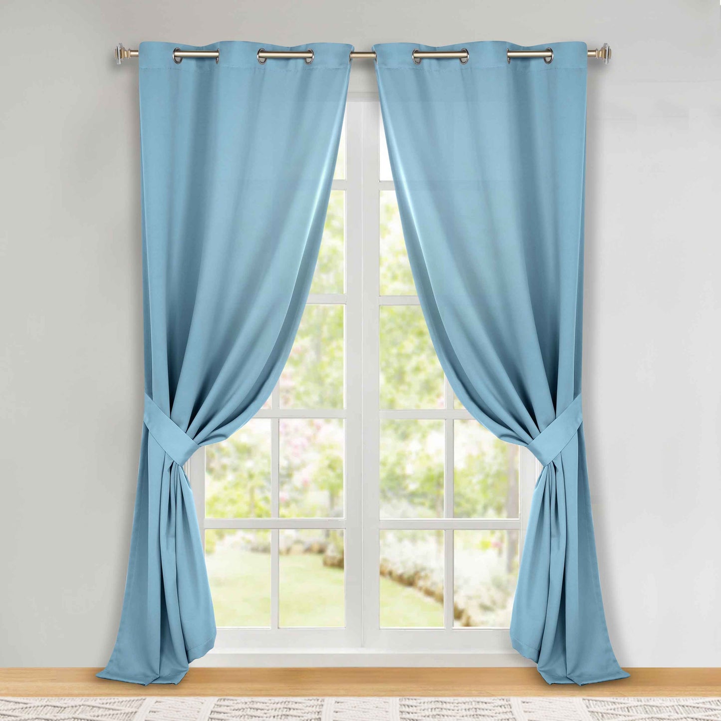 Classic Modern Solid Room Darkening Blackout Curtain Panels. Set of 2