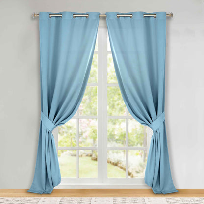 Classic Modern Solid Room Darkening Blackout Curtain Panels. Set of 2
