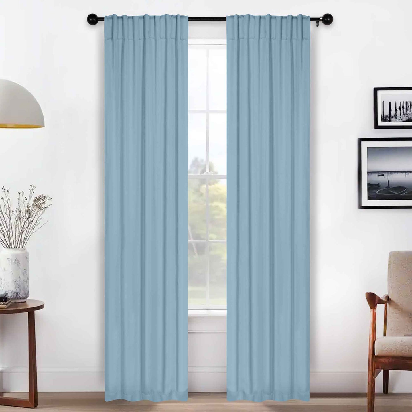 Solid Room Darkening Blackout Curtain Panels. Back Tabs. Set of 2