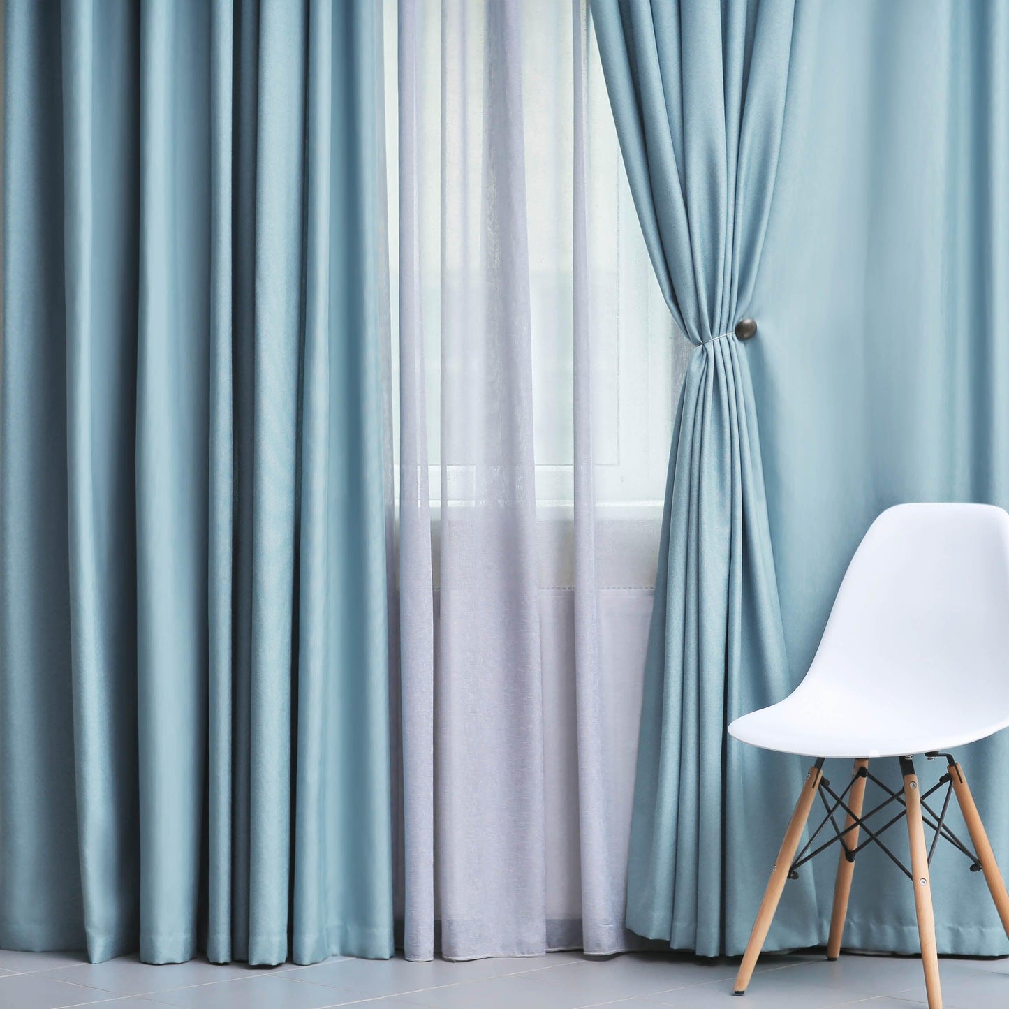 Solid Machine Washable Room Darkening Blackout Curtains. Set of 2