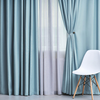 Solid Machine Washable Room Darkening Blackout Curtains. Set of 2