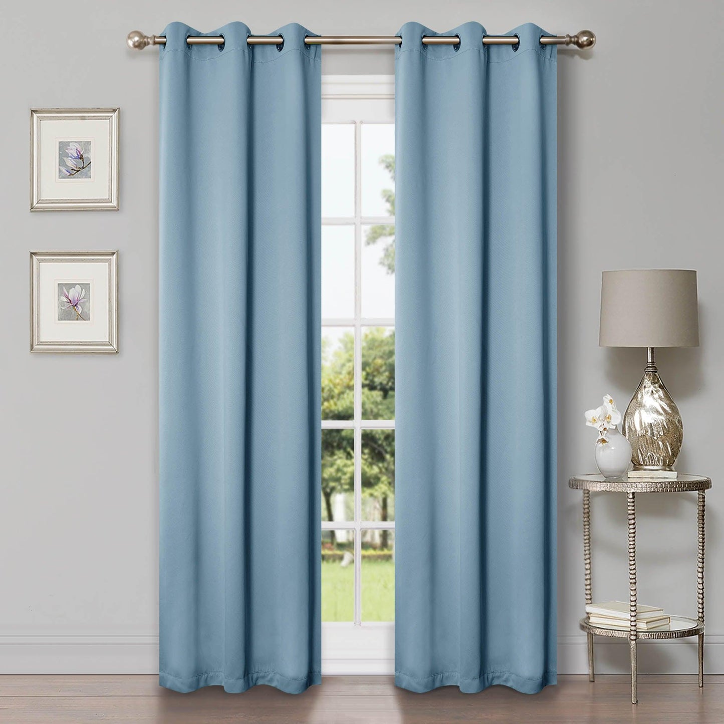 Solid Machine Washable Room Darkening Blackout Curtains. Set of 2