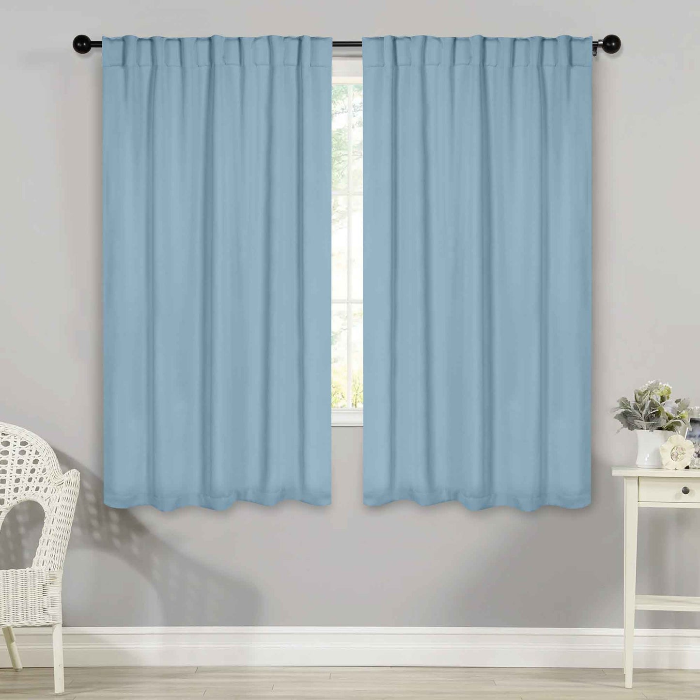 Solid Room Darkening Blackout Curtain Panels. Back Tabs. Set of 2