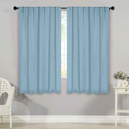 Solid Room Darkening Blackout Curtain Panels. Back Tabs. Set of 2