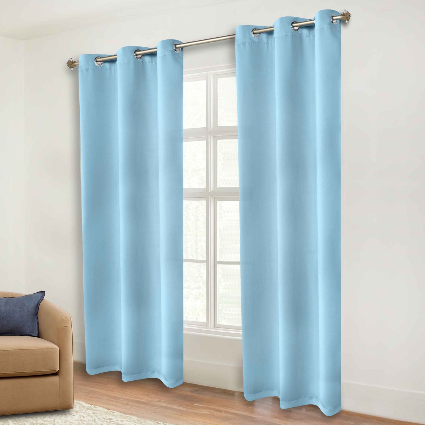 Classic Modern Solid Room Darkening Blackout Curtain Panels. Set of 2