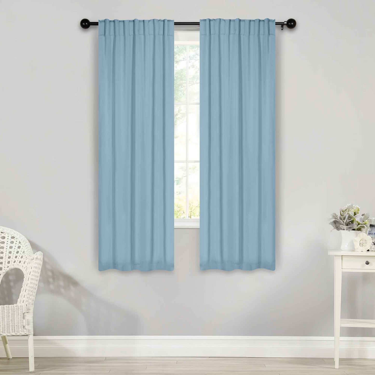 Solid Room Darkening Blackout Curtain Panels. Back Tabs. Set of 2