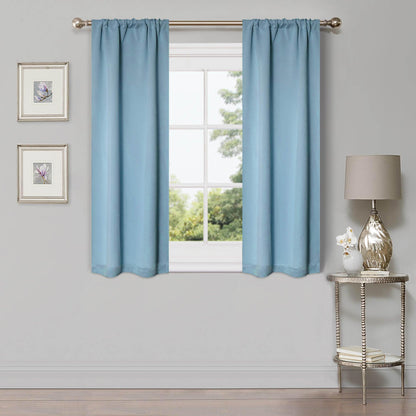 Solid Machine Washable Room Darkening Blackout Curtains. Set of 2
