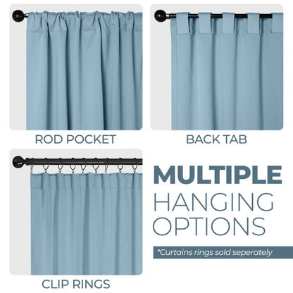 Solid Room Darkening Blackout Curtain Panels. Back Tabs. Set of 2