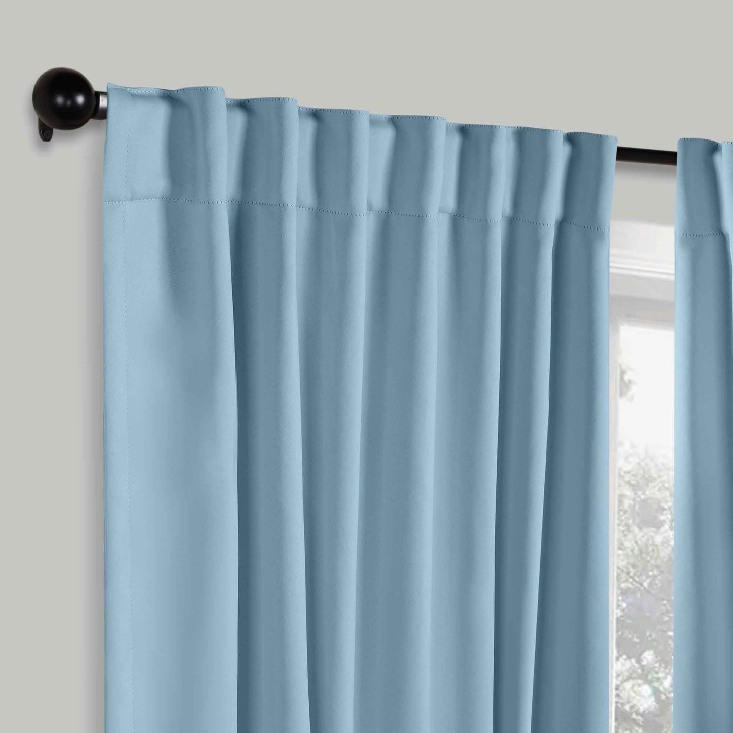 Solid Room Darkening Blackout Curtain Panels. Back Tabs. Set of 2