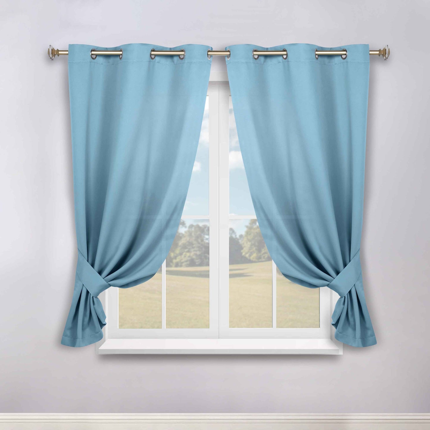 Classic Modern Solid Room Darkening Blackout Curtain Panels. Set of 2