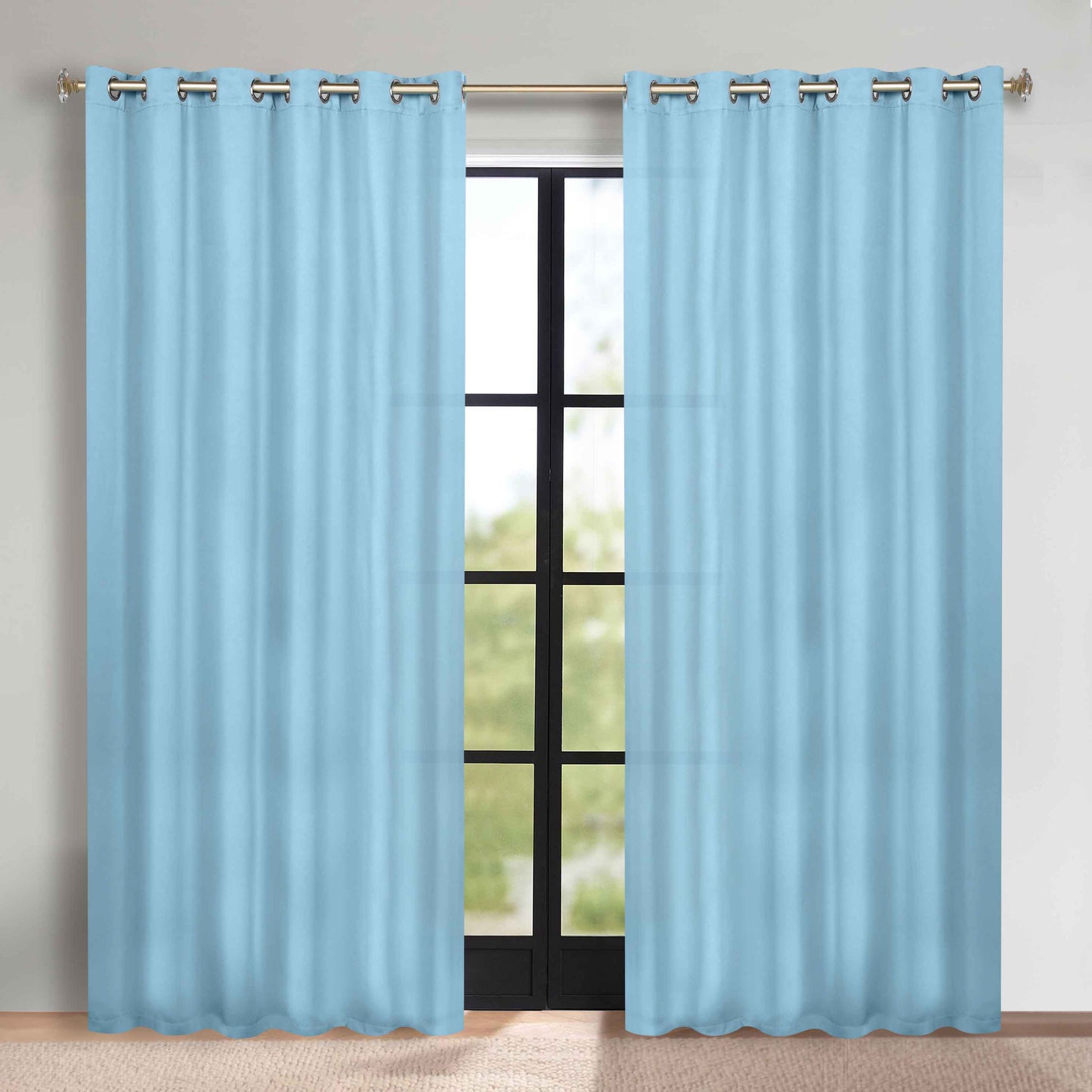Classic Modern Solid Room Darkening Blackout Curtain Panels. Set of 2