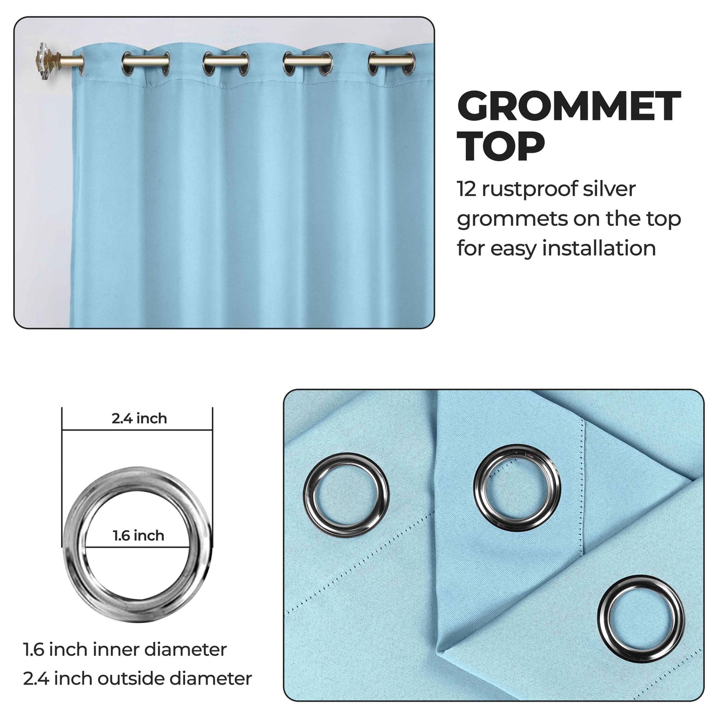 Classic Modern Solid Room Darkening Blackout Curtain Panels. Set of 2