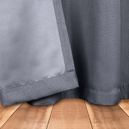 Linen Pattern Washable Room Darkening Blackout Curtains. Set of 2