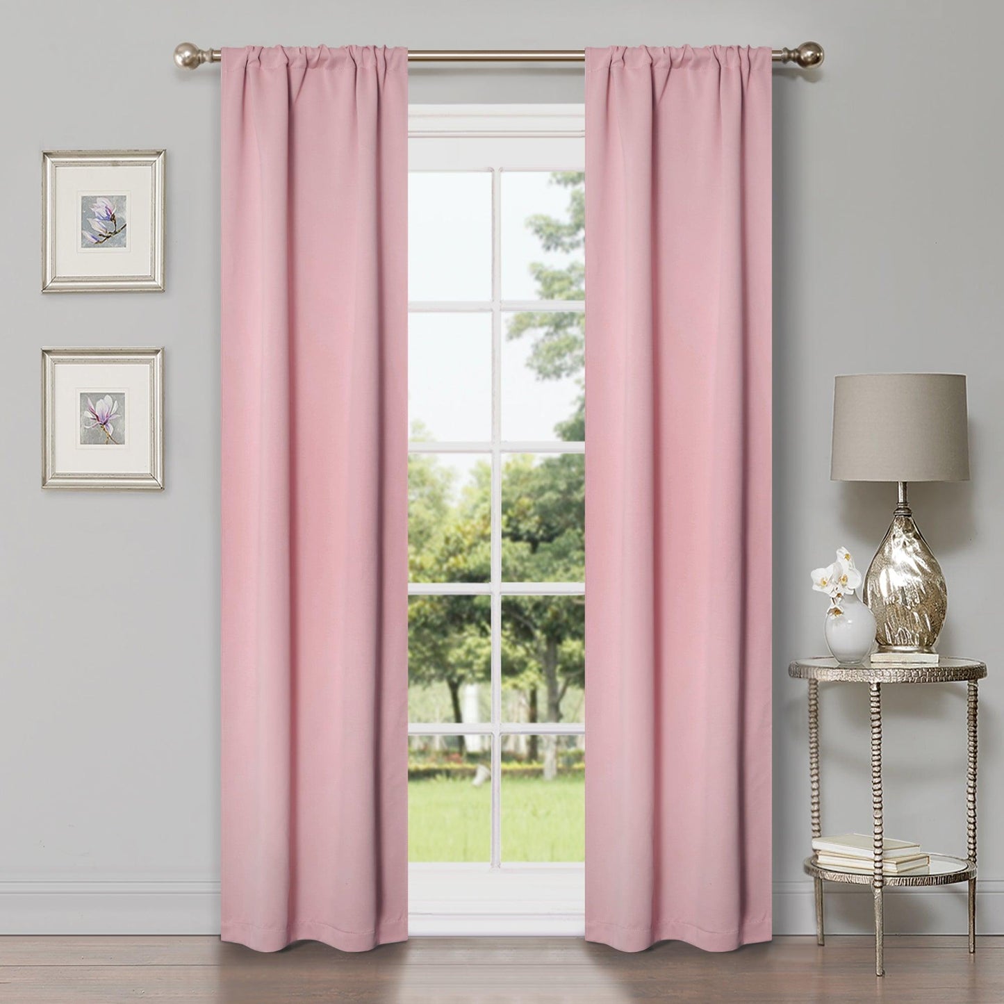 Solid Machine Washable Room Darkening Blackout Curtains. Set of 2