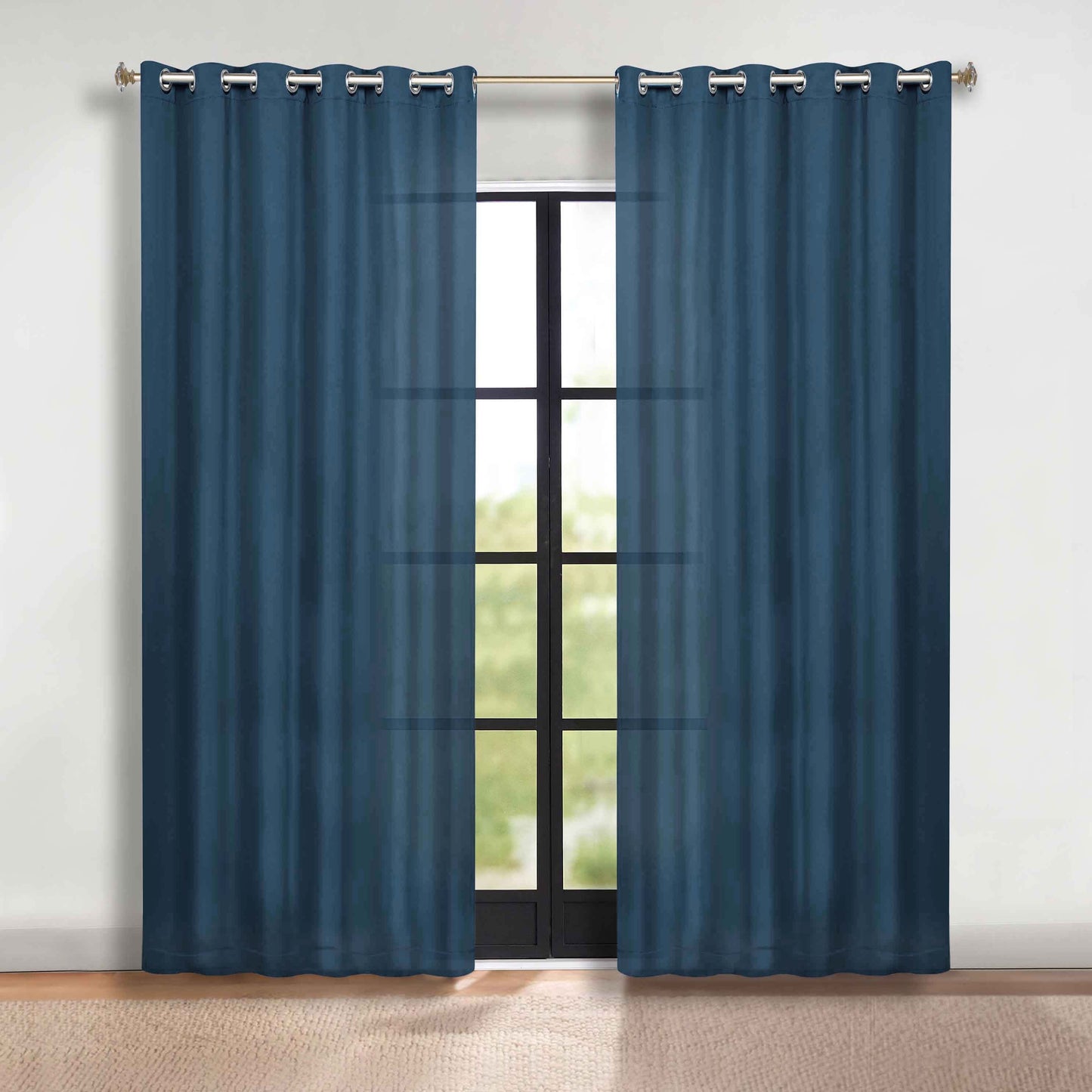 Classic Modern Solid Room Darkening Blackout Curtain Panels. Set of 2