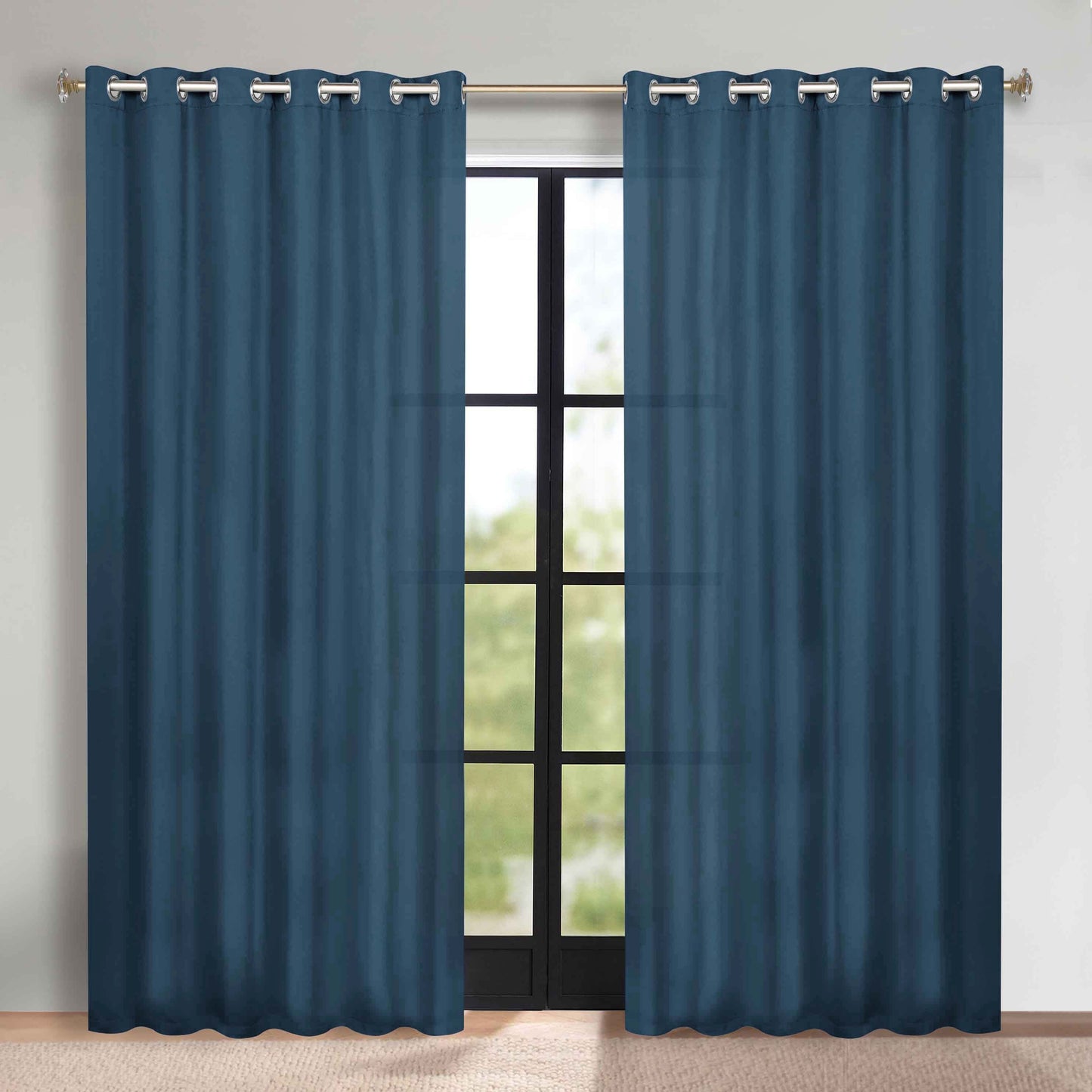 Classic Modern Solid Room Darkening Blackout Curtain Panels. Set of 2