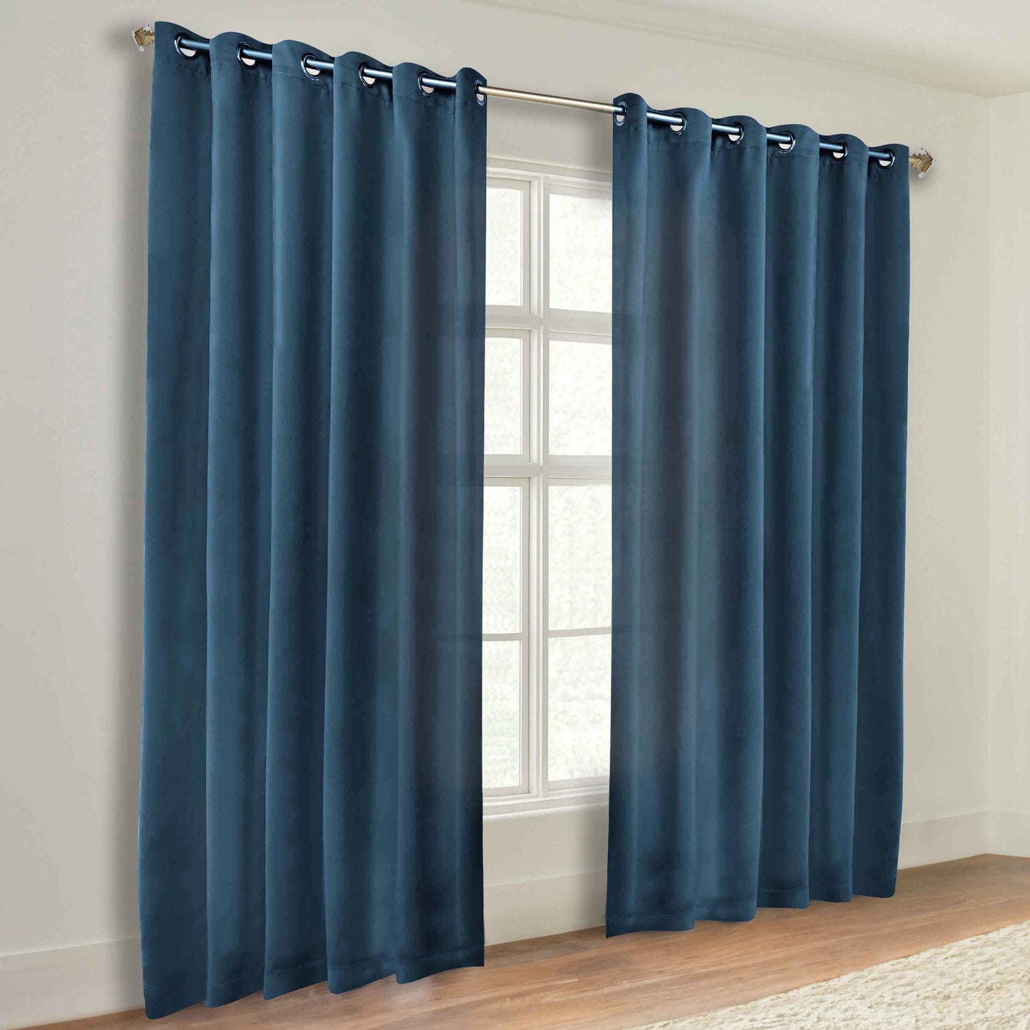 Classic Modern Solid Room Darkening Blackout Curtain Panels. Set of 2