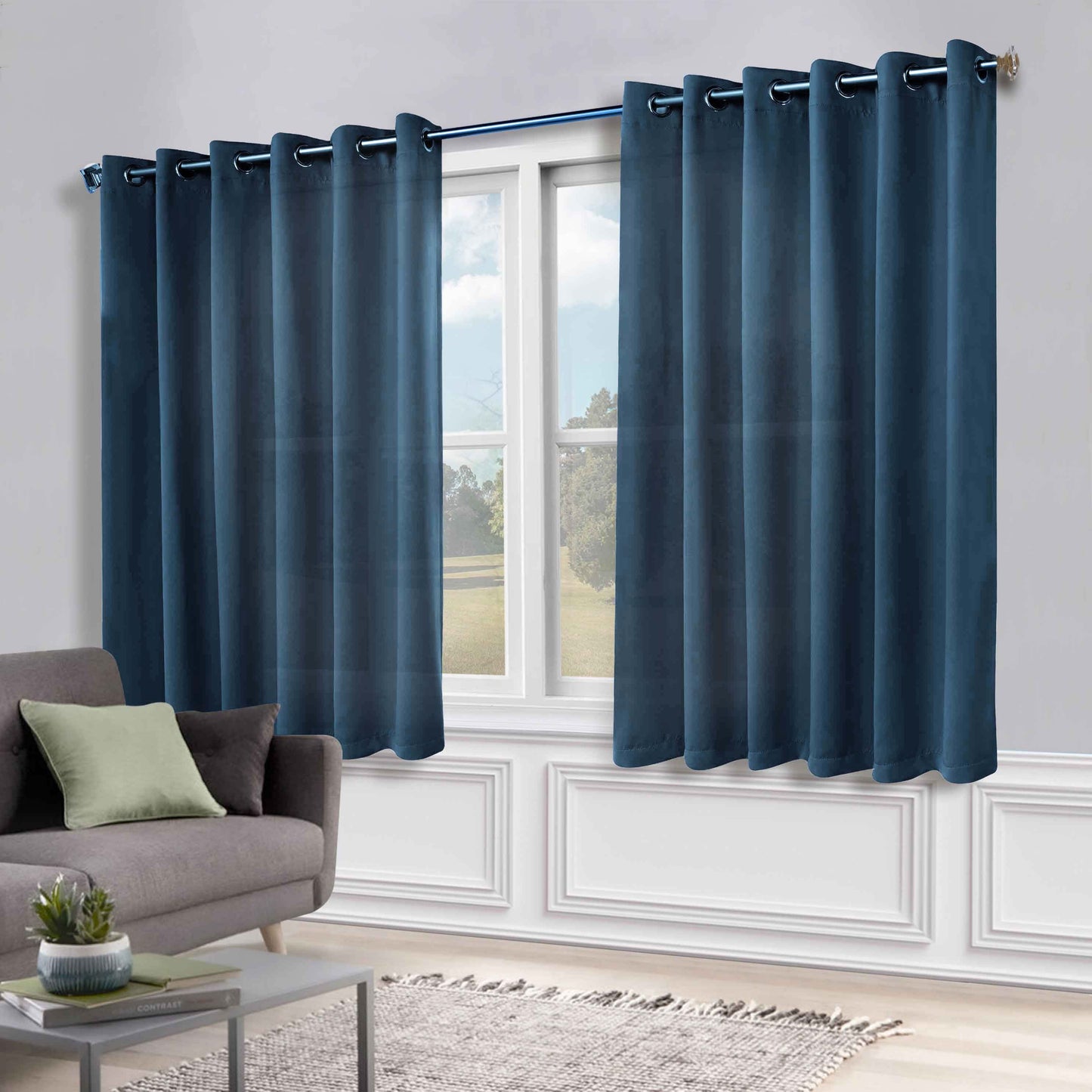Classic Modern Solid Room Darkening Blackout Curtain Panels. Set of 2